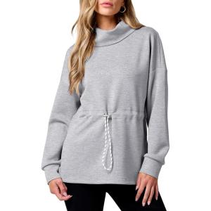 imageANRABESS Womens Turtleneck Sweatshirts Drawstring Waist Pullover Tops Loose Fit Long Sleeve Hoodies 2024 Fall Preppy OutfitsGrey