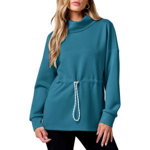 imageANRABESS Womens Turtleneck Sweatshirts Drawstring Waist Pullover Tops Loose Fit Long Sleeve Hoodies 2024 Fall Preppy OutfitsLake