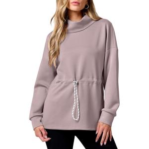 imageANRABESS Womens Turtleneck Sweatshirts Drawstring Waist Pullover Tops Loose Fit Long Sleeve Hoodies 2024 Fall Preppy OutfitsNutmeg