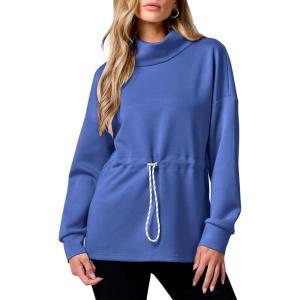 imageANRABESS Womens Turtleneck Sweatshirts Drawstring Waist Pullover Tops Loose Fit Long Sleeve Hoodies 2024 Fall Preppy OutfitsRoyal Blue