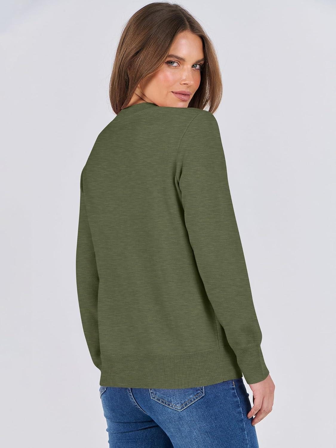 imageANRABESS Womens Long Sleeve Crewneck Classic 2025 Fall Soft Basic Pullover Sweaters TopArmy Green