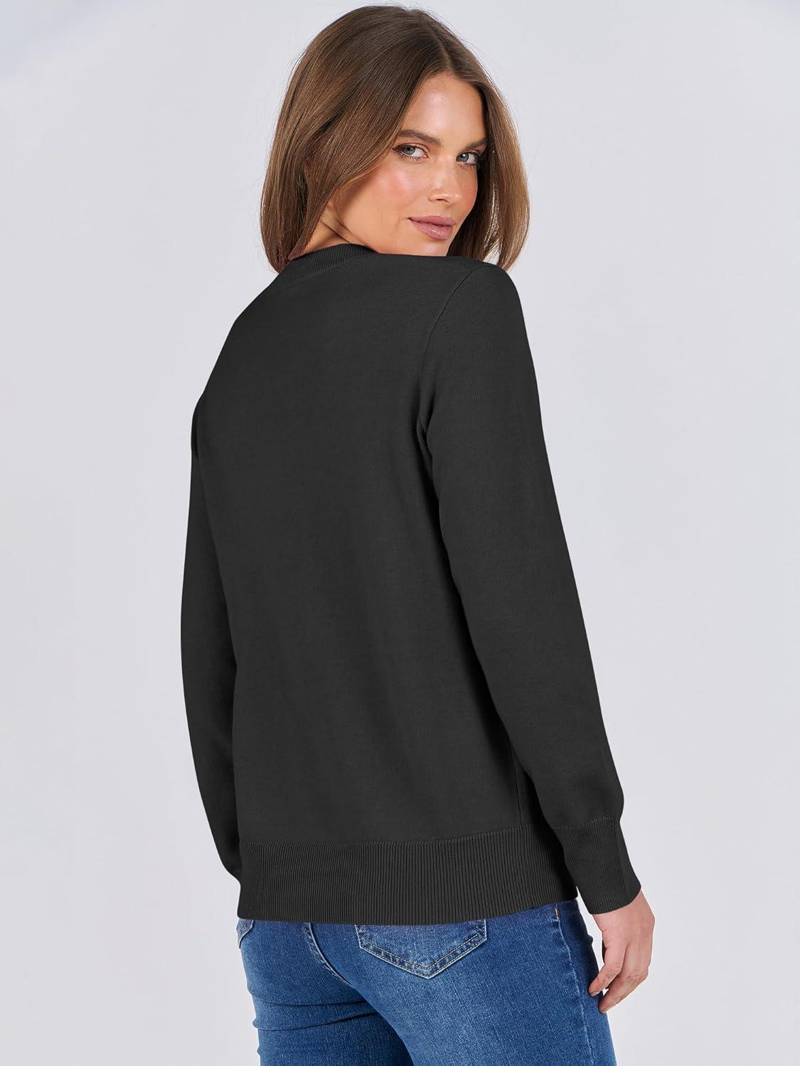 imageANRABESS Womens Long Sleeve Crewneck Classic 2025 Fall Soft Basic Pullover Sweaters TopBlack