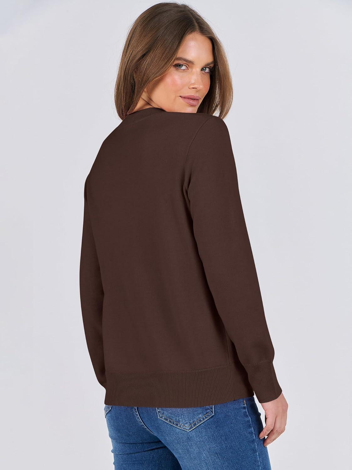 imageANRABESS Womens Long Sleeve Crewneck Classic 2025 Fall Soft Basic Pullover Sweaters TopCoffee