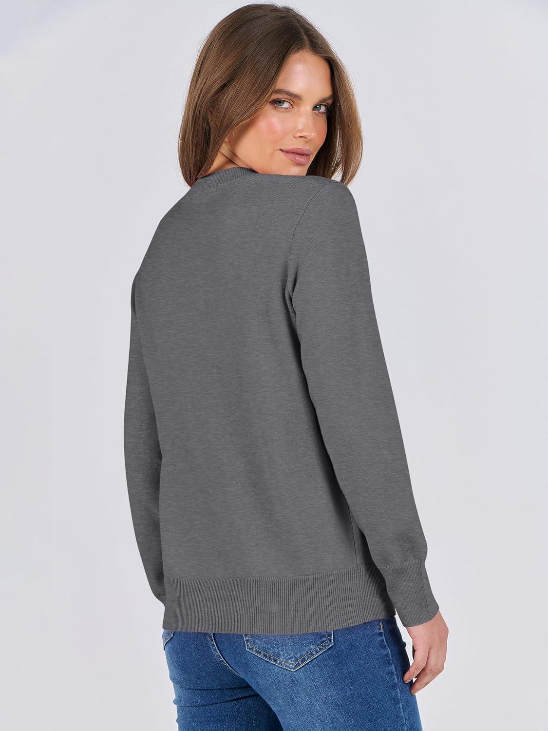 imageANRABESS Womens Long Sleeve Crewneck Classic 2025 Fall Soft Basic Pullover Sweaters TopDark Gray