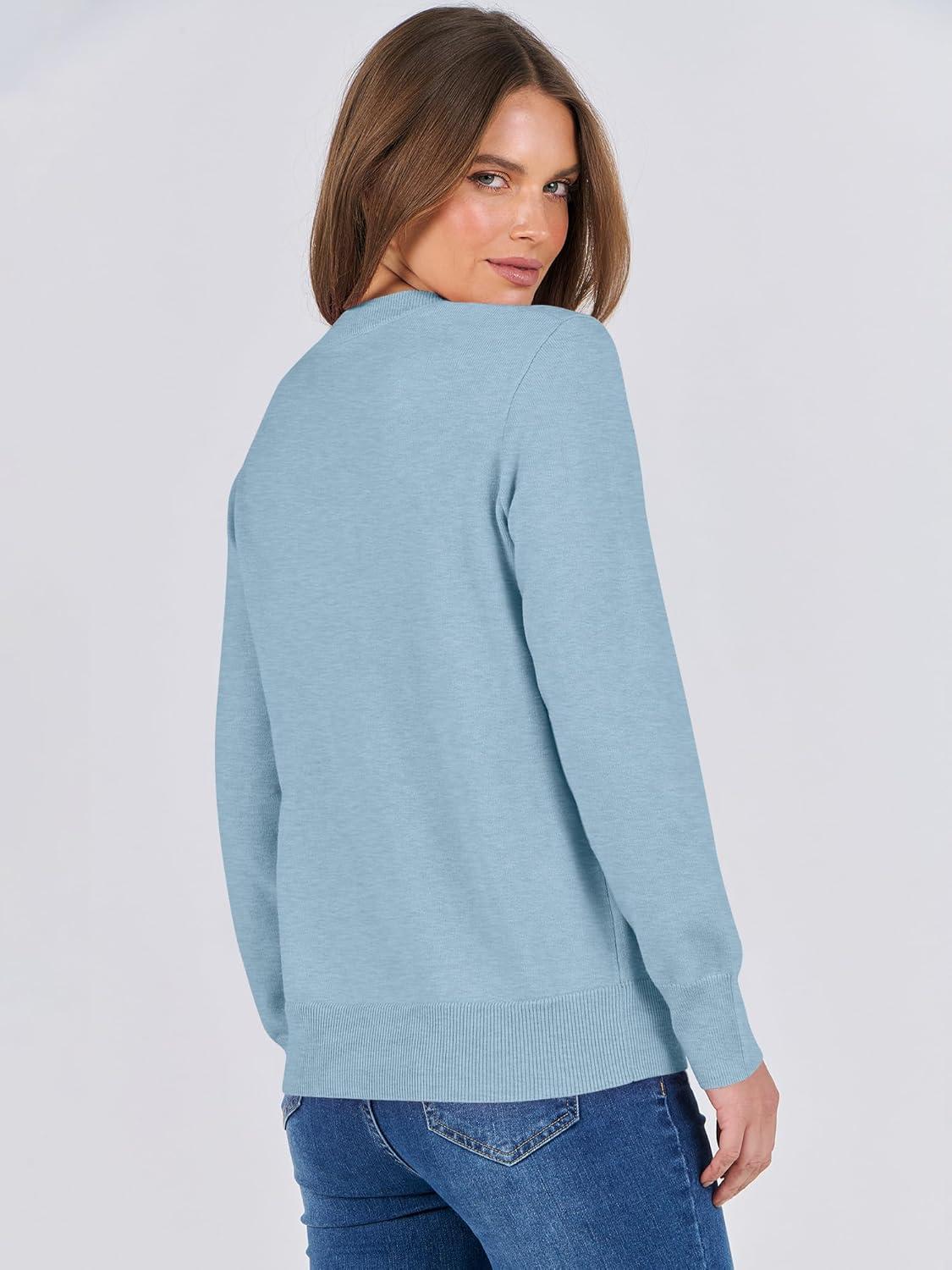 imageANRABESS Womens Long Sleeve Crewneck Classic 2025 Fall Soft Basic Pullover Sweaters TopLight Blue