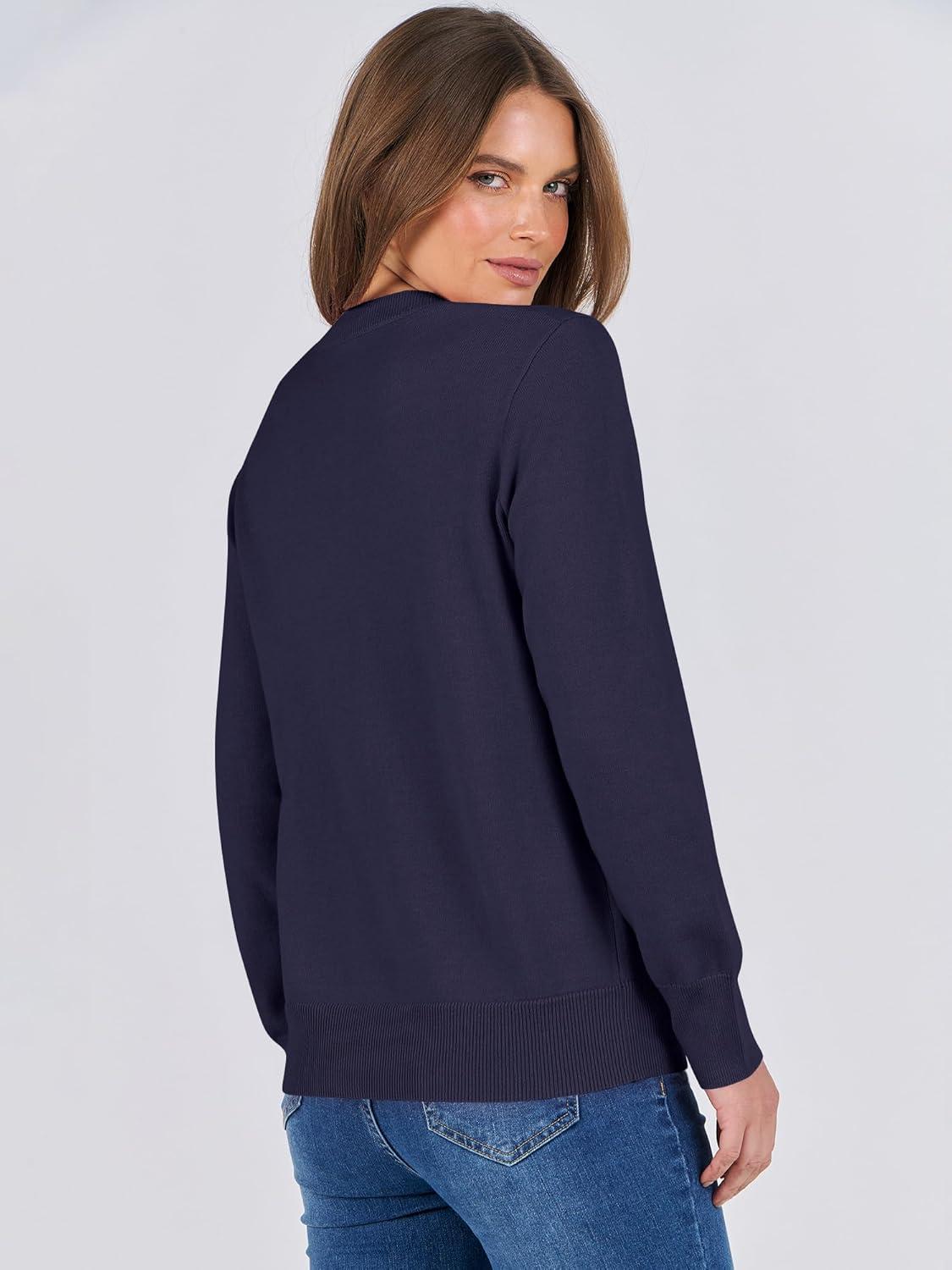 imageANRABESS Womens Long Sleeve Crewneck Classic 2025 Fall Soft Basic Pullover Sweaters TopNavy Blue