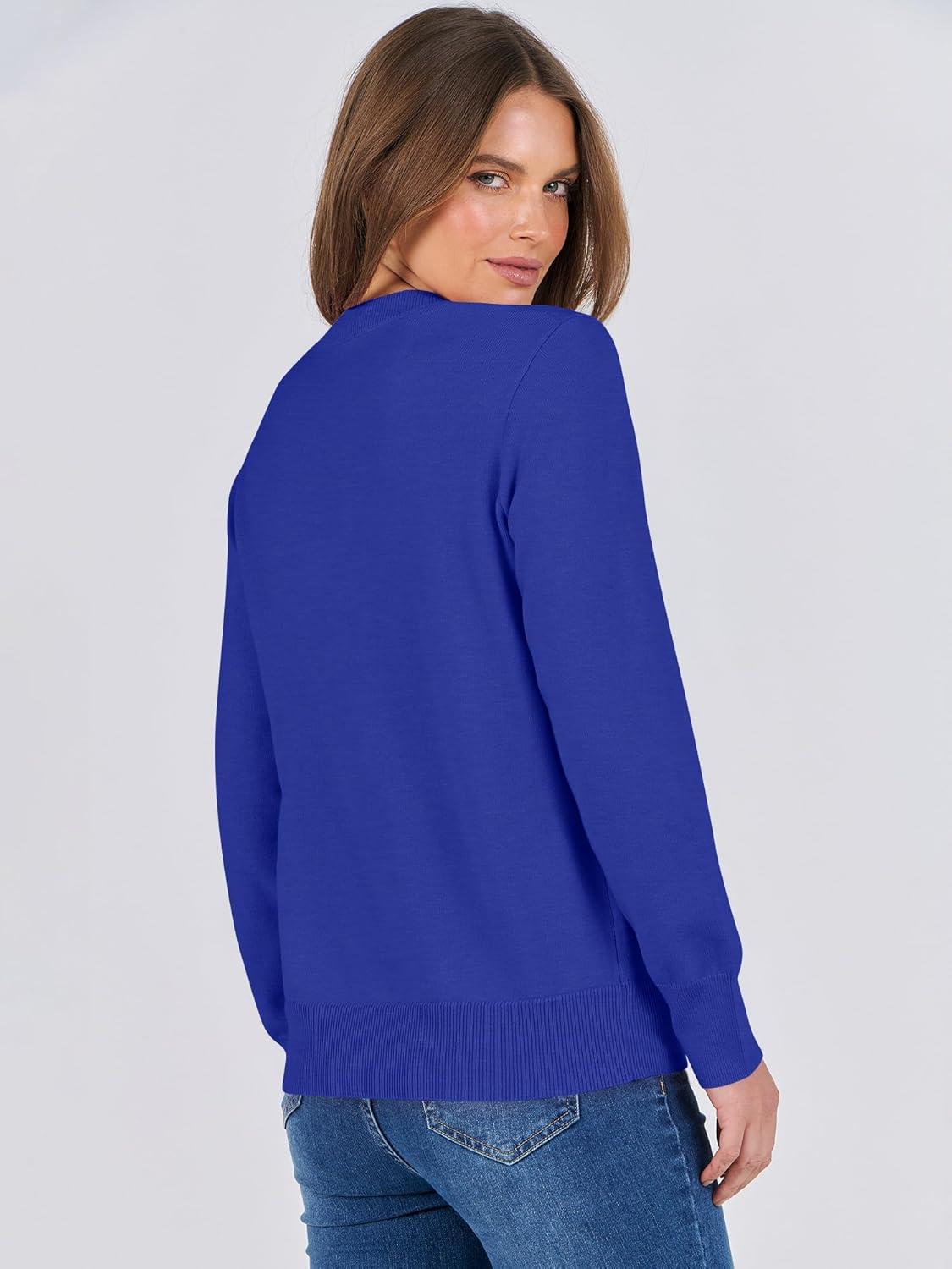imageANRABESS Womens Long Sleeve Crewneck Classic 2025 Fall Soft Basic Pullover Sweaters TopRoyal Blue