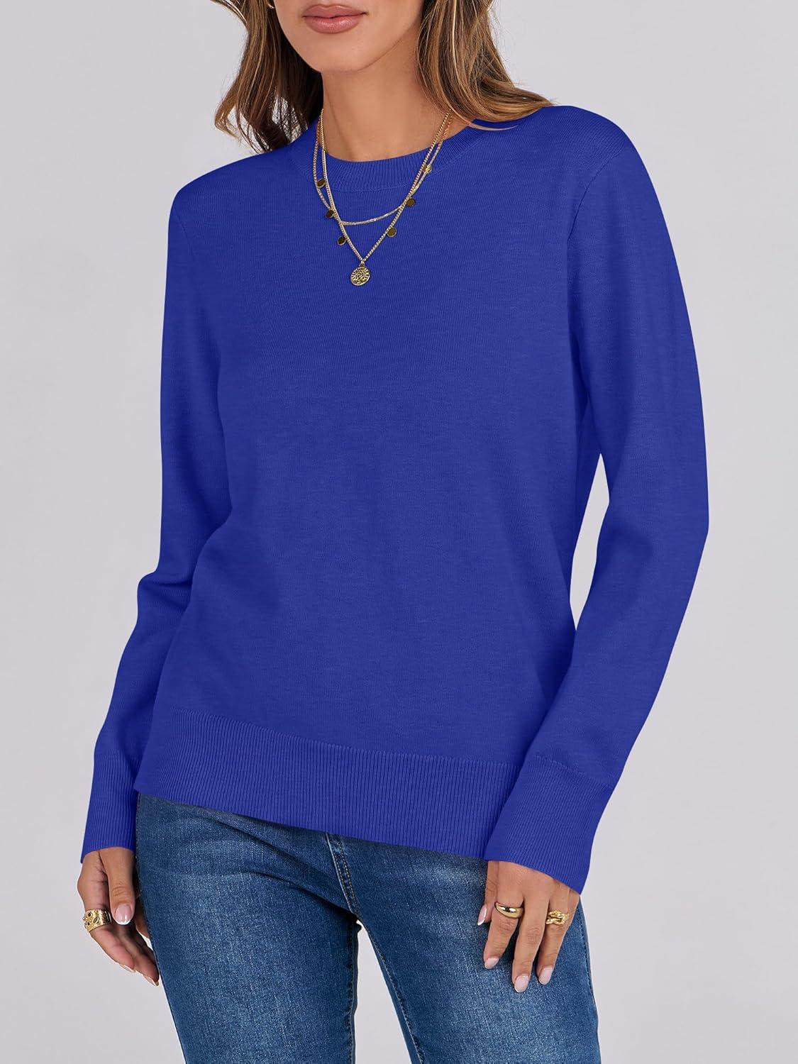 imageANRABESS Womens Long Sleeve Crewneck Classic 2025 Fall Soft Basic Pullover Sweaters TopRoyal Blue