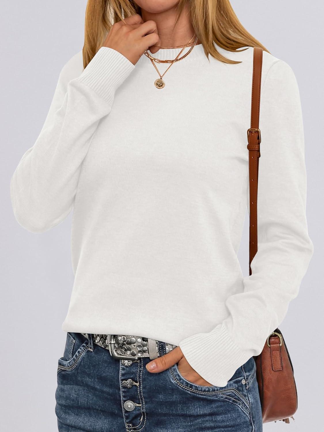 imageANRABESS Womens Long Sleeve Crewneck Classic 2025 Fall Soft Basic Pullover Sweaters TopWhite