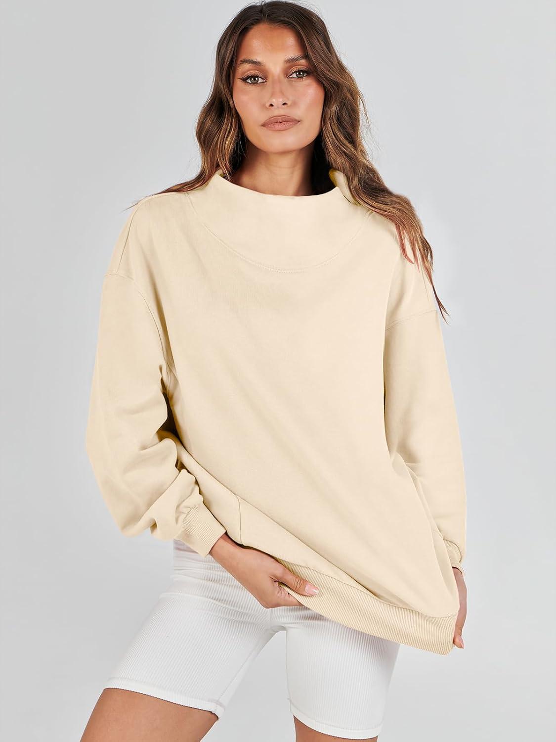 imageANRABESS Womens Oversized Sweatshirts Turtleneck Pullover Long Sleeve Hoodies Tops 2024 Fall Fashion Preppy OutfitsApricot
