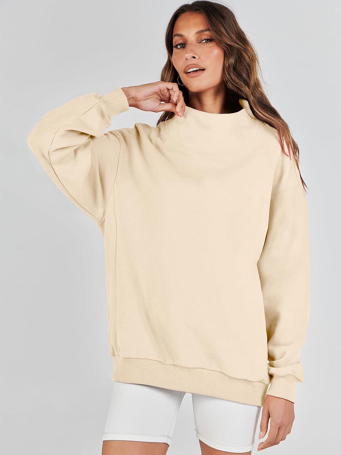 imageANRABESS Womens Oversized Sweatshirts Turtleneck Pullover Long Sleeve Hoodies Tops 2024 Fall Fashion Preppy OutfitsApricot
