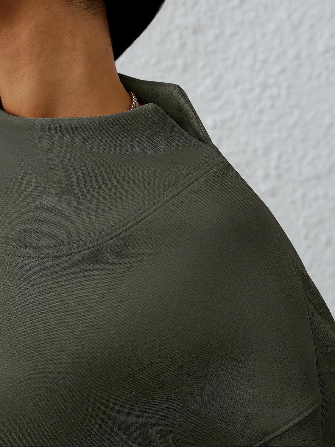 imageANRABESS Womens Oversized Sweatshirts Turtleneck Pullover Long Sleeve Hoodies Tops 2024 Fall Fashion Preppy OutfitsArmygreen
