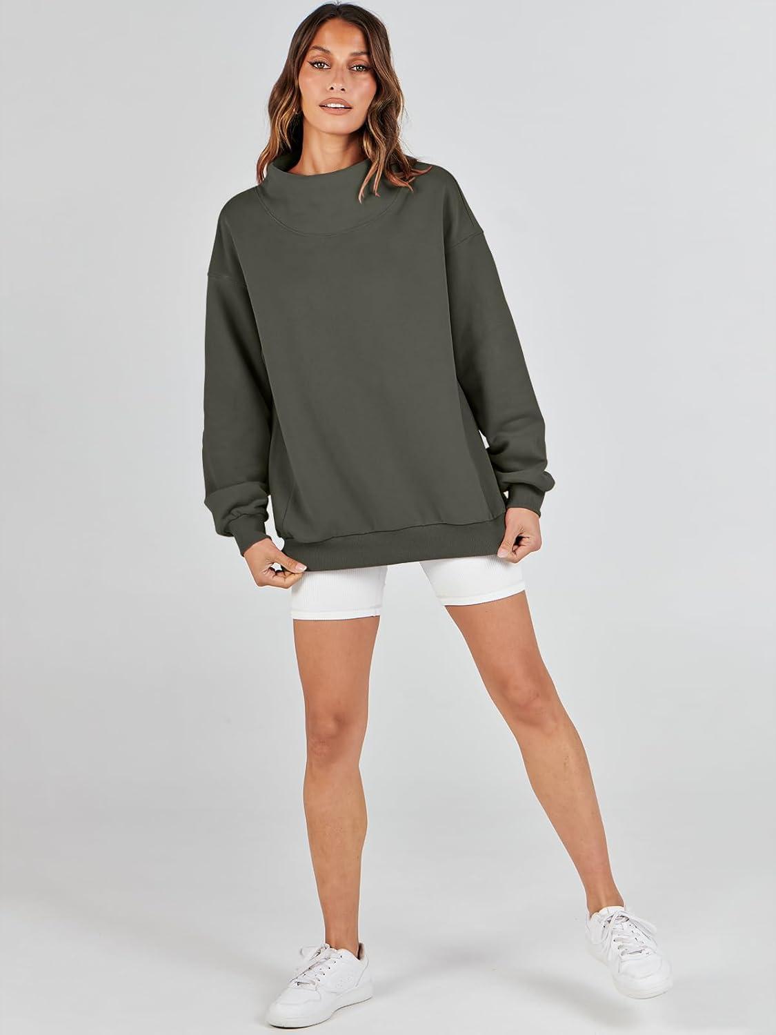 imageANRABESS Womens Oversized Sweatshirts Turtleneck Pullover Long Sleeve Hoodies Tops 2024 Fall Fashion Preppy OutfitsArmygreen