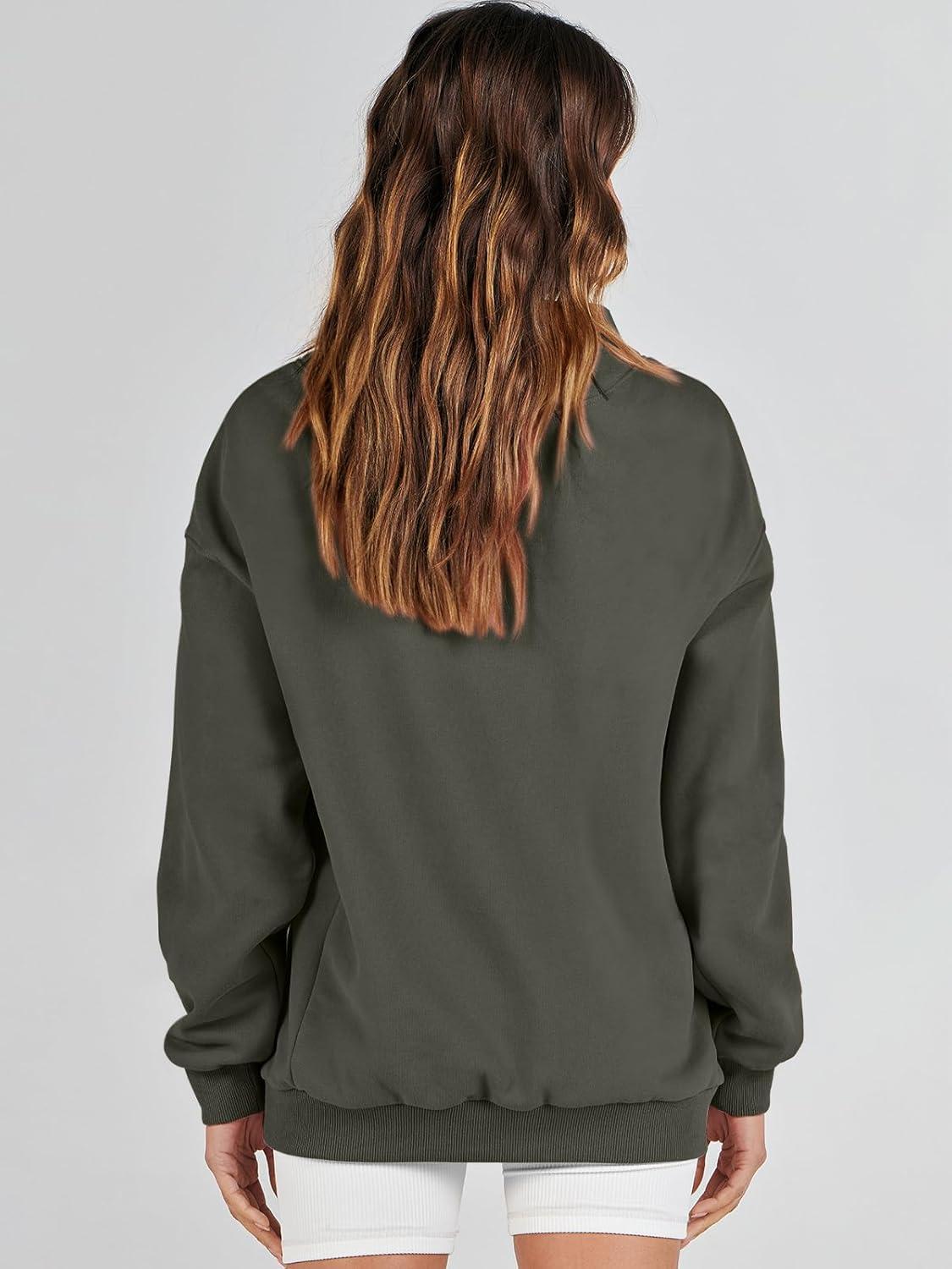 imageANRABESS Womens Oversized Sweatshirts Turtleneck Pullover Long Sleeve Hoodies Tops 2024 Fall Fashion Preppy OutfitsArmygreen