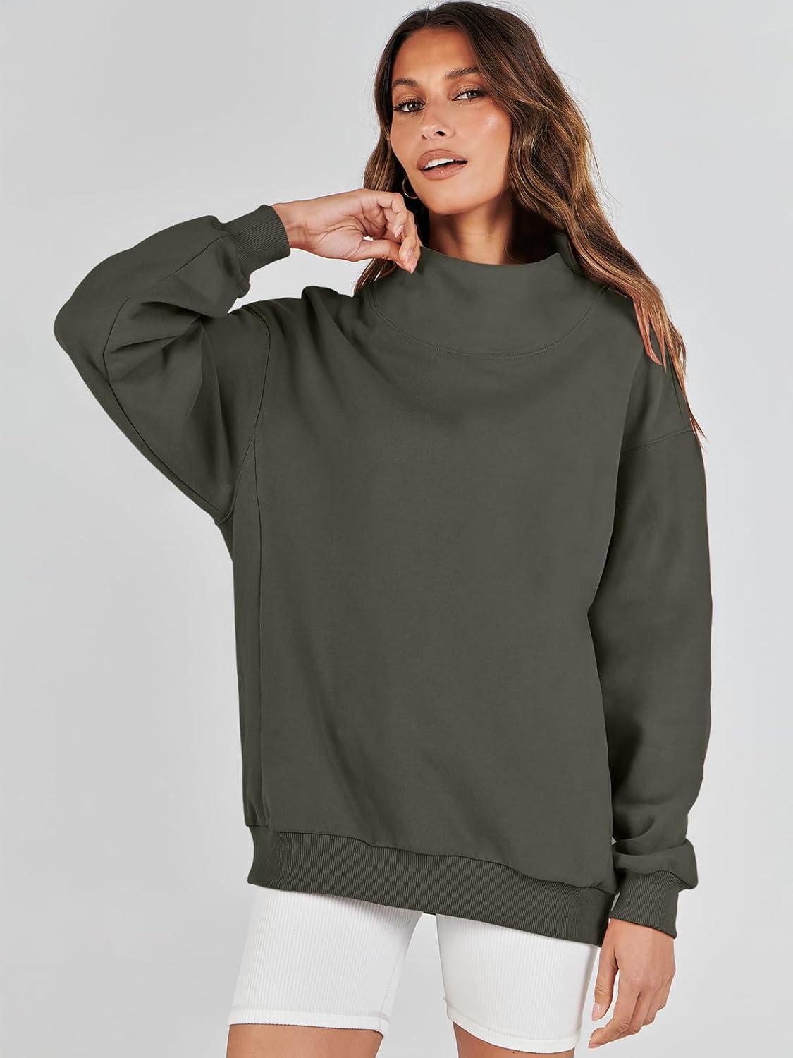 imageANRABESS Womens Oversized Sweatshirts Turtleneck Pullover Long Sleeve Hoodies Tops 2024 Fall Fashion Preppy OutfitsArmygreen