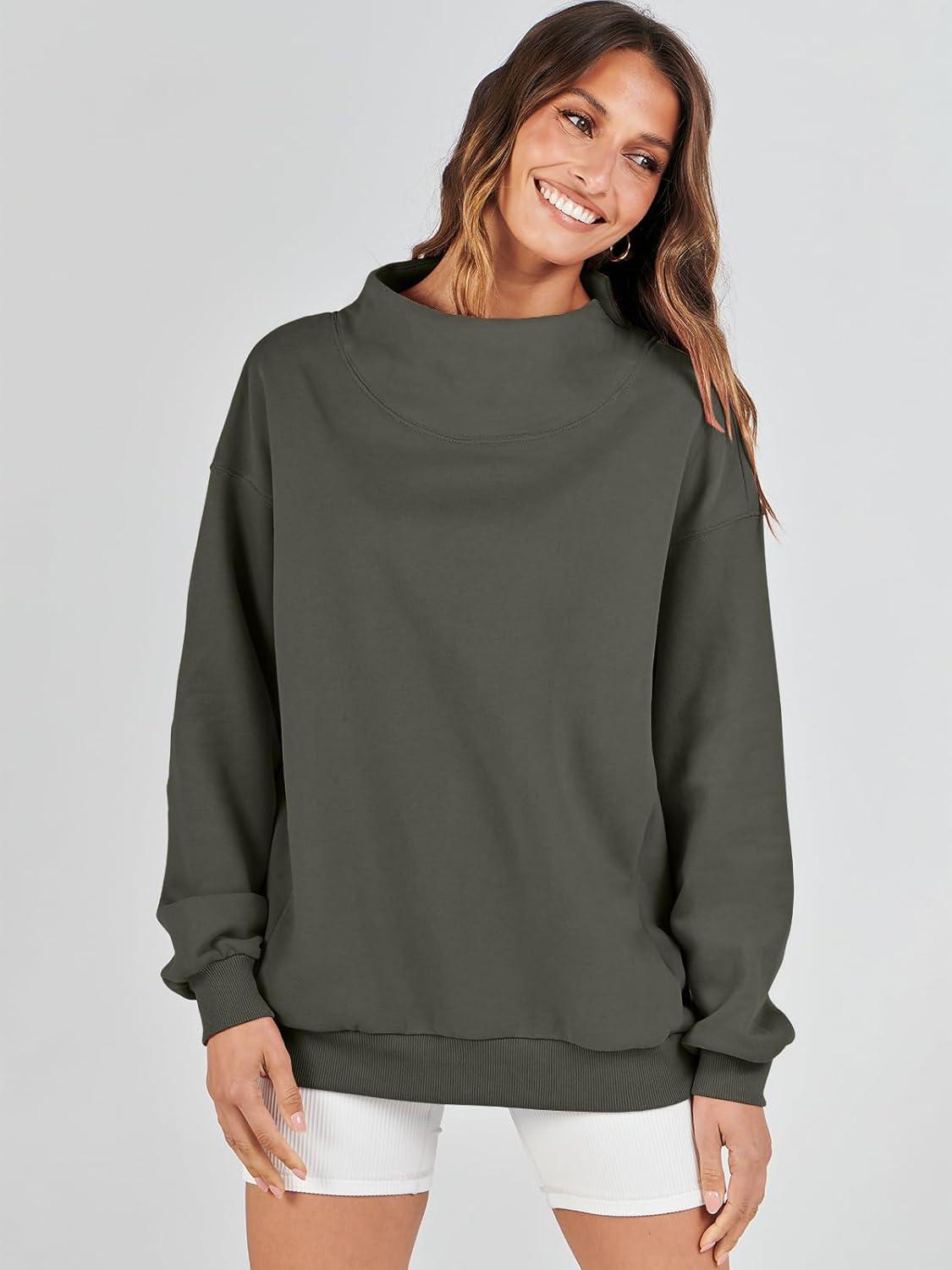 imageANRABESS Womens Oversized Sweatshirts Turtleneck Pullover Long Sleeve Hoodies Tops 2024 Fall Fashion Preppy OutfitsArmygreen