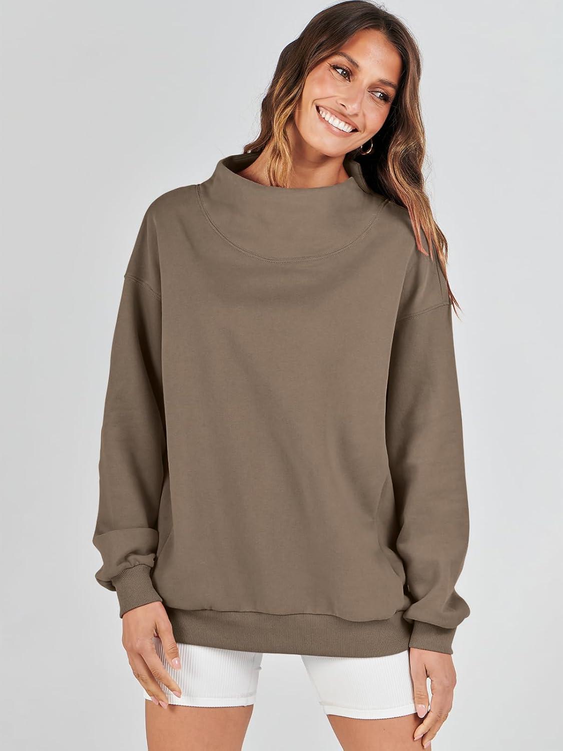 imageANRABESS Womens Oversized Sweatshirts Turtleneck Pullover Long Sleeve Hoodies Tops 2024 Fall Fashion Preppy OutfitsBrown