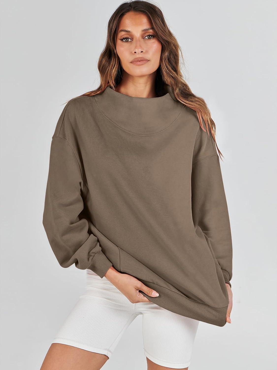imageANRABESS Womens Oversized Sweatshirts Turtleneck Pullover Long Sleeve Hoodies Tops 2024 Fall Fashion Preppy OutfitsBrown