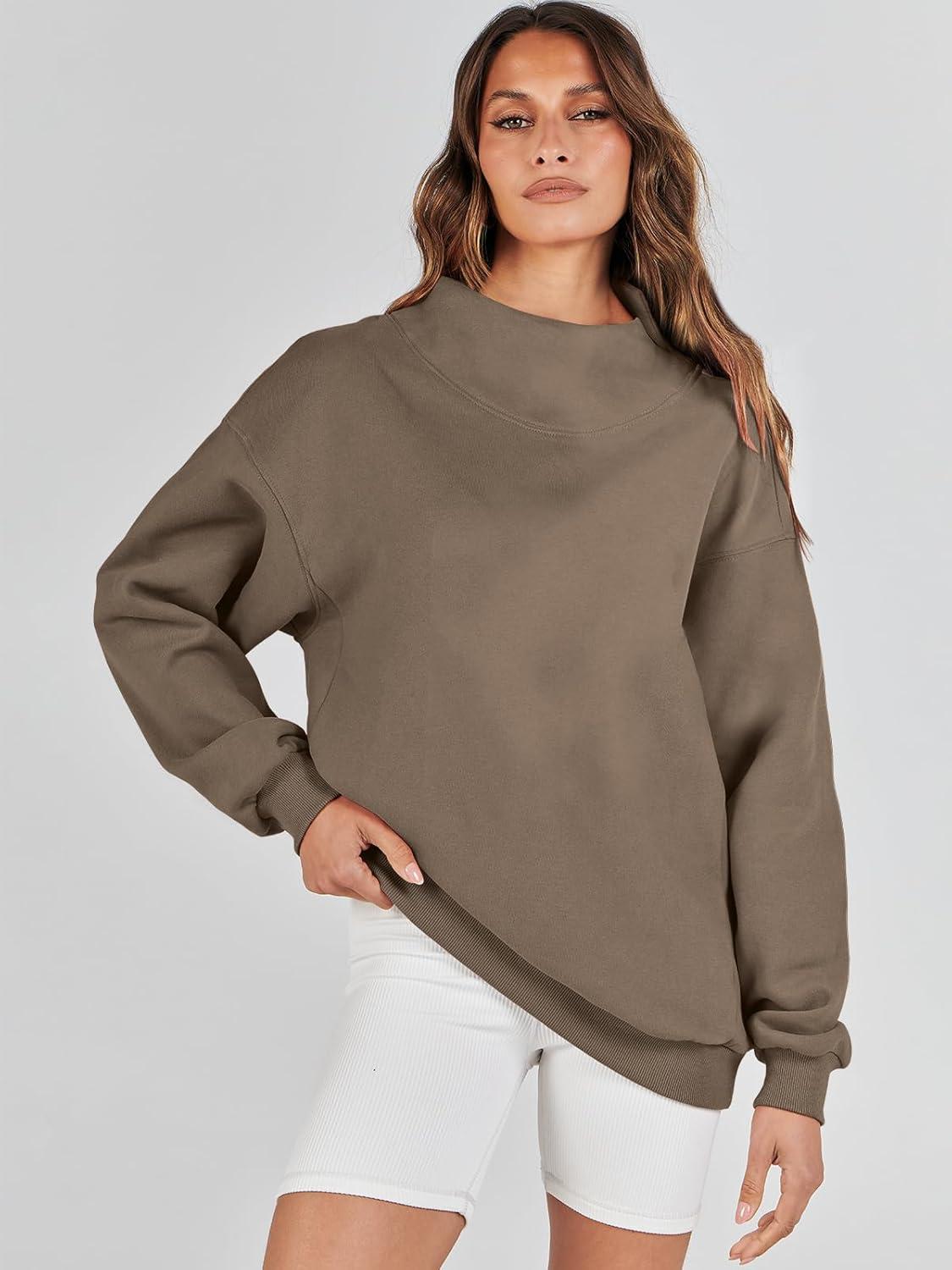 imageANRABESS Womens Oversized Sweatshirts Turtleneck Pullover Long Sleeve Hoodies Tops 2024 Fall Fashion Preppy OutfitsBrown