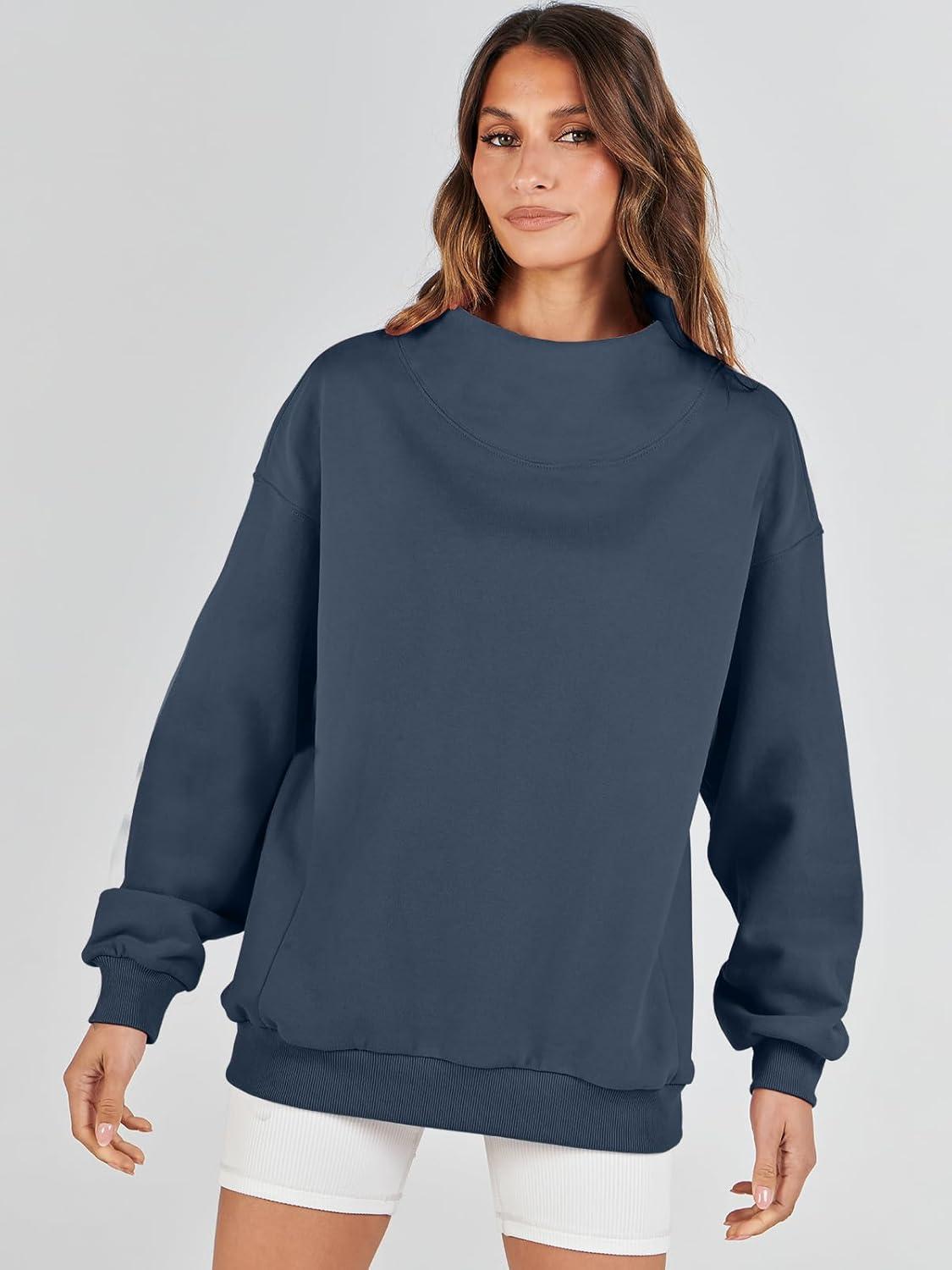 imageANRABESS Womens Oversized Sweatshirts Turtleneck Pullover Long Sleeve Hoodies Tops 2024 Fall Fashion Preppy OutfitsDark Navy Blue