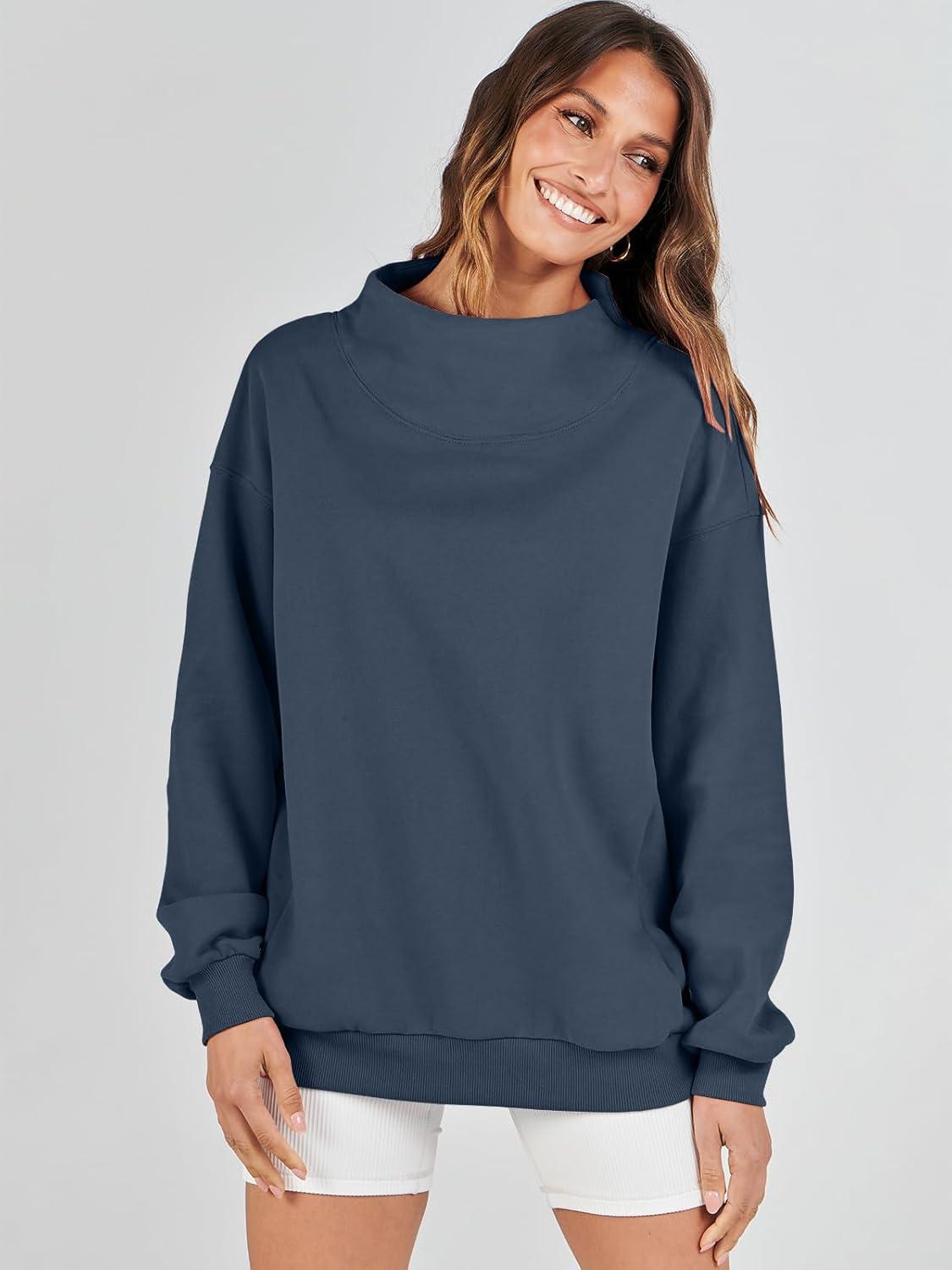 imageANRABESS Womens Oversized Sweatshirts Turtleneck Pullover Long Sleeve Hoodies Tops 2024 Fall Fashion Preppy OutfitsDark Navy Blue