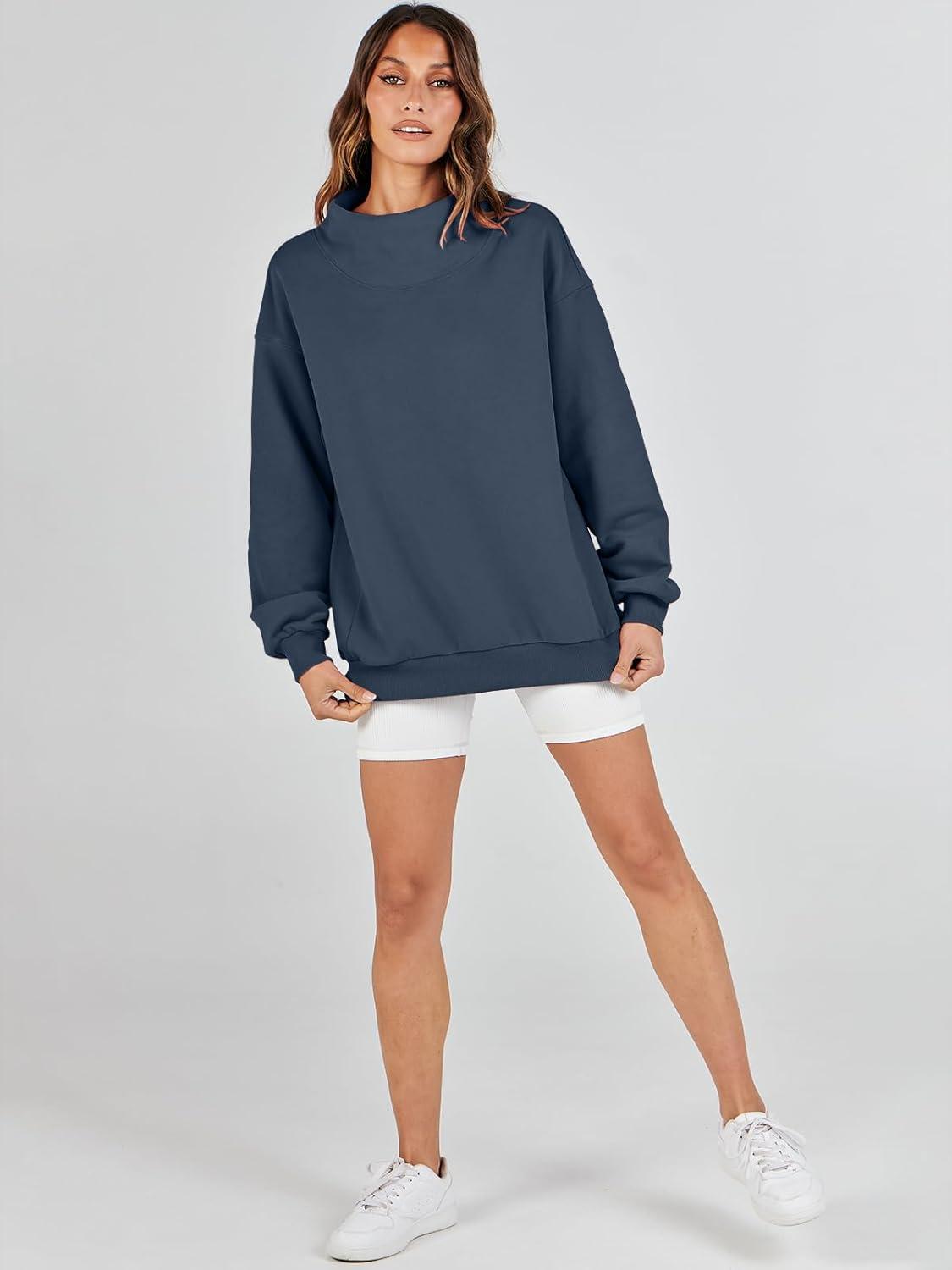 imageANRABESS Womens Oversized Sweatshirts Turtleneck Pullover Long Sleeve Hoodies Tops 2024 Fall Fashion Preppy OutfitsDark Navy Blue
