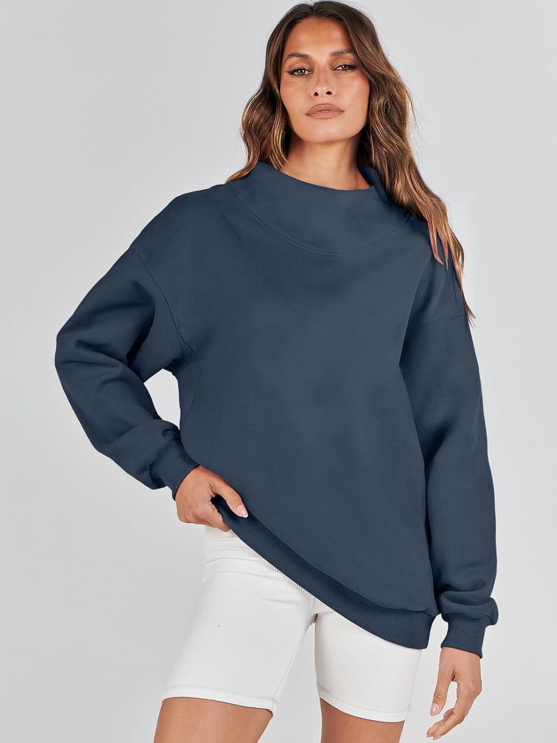 imageANRABESS Womens Oversized Sweatshirts Turtleneck Pullover Long Sleeve Hoodies Tops 2024 Fall Fashion Preppy OutfitsDark Navy Blue