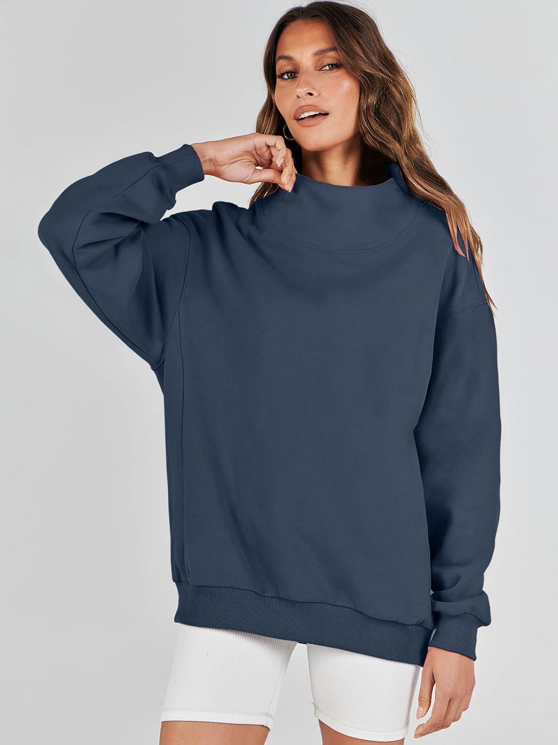 imageANRABESS Womens Oversized Sweatshirts Turtleneck Pullover Long Sleeve Hoodies Tops 2024 Fall Fashion Preppy OutfitsDark Navy Blue