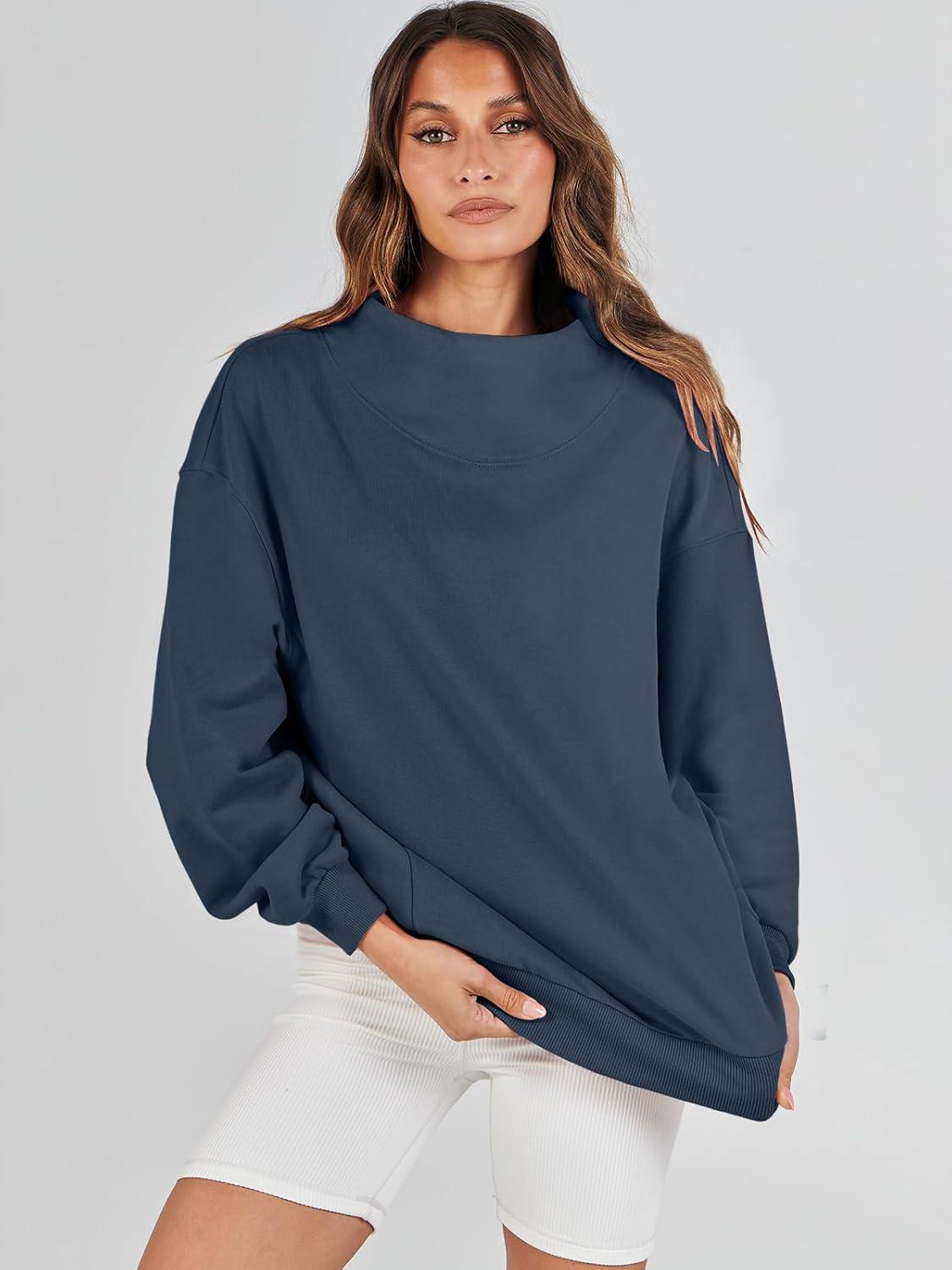 imageANRABESS Womens Oversized Sweatshirts Turtleneck Pullover Long Sleeve Hoodies Tops 2024 Fall Fashion Preppy OutfitsDark Navy Blue