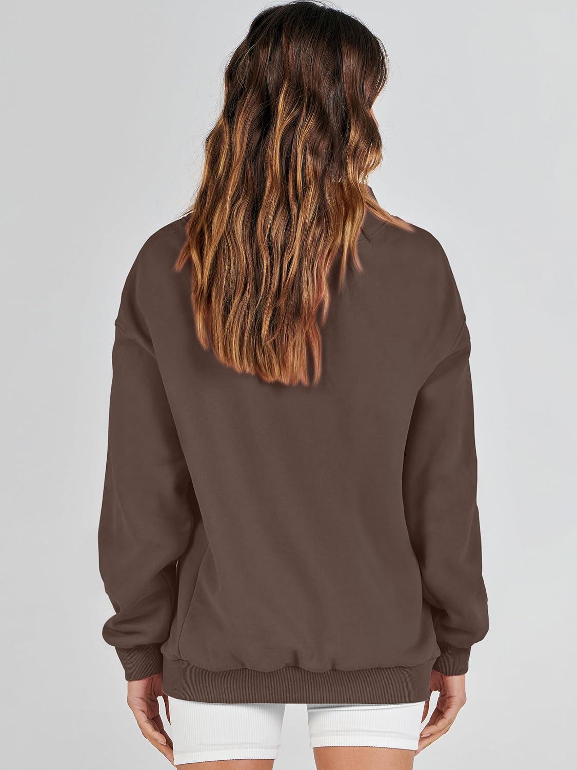 imageANRABESS Womens Oversized Sweatshirts Turtleneck Pullover Long Sleeve Hoodies Tops 2024 Fall Fashion Preppy OutfitsDeep Brown