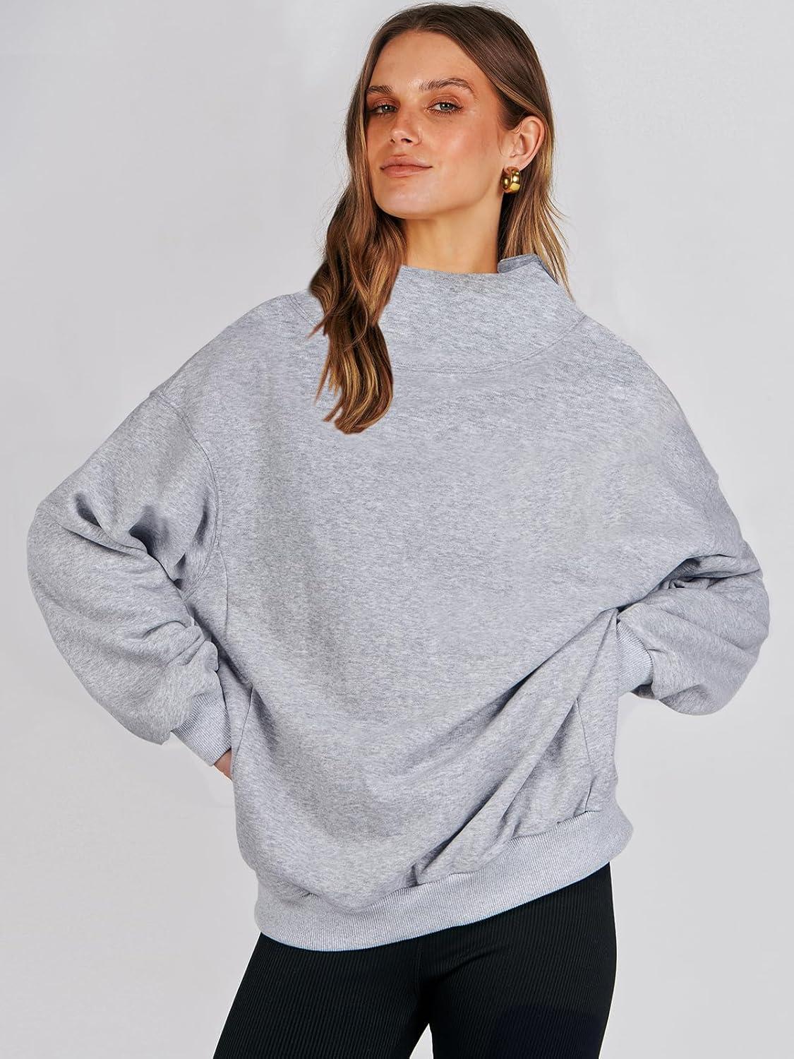 imageANRABESS Womens Oversized Sweatshirts Turtleneck Pullover Long Sleeve Hoodies Tops 2024 Fall Fashion Preppy OutfitsGrey