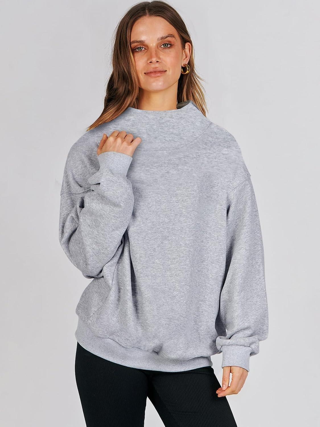 imageANRABESS Womens Oversized Sweatshirts Turtleneck Pullover Long Sleeve Hoodies Tops 2024 Fall Fashion Preppy OutfitsGrey
