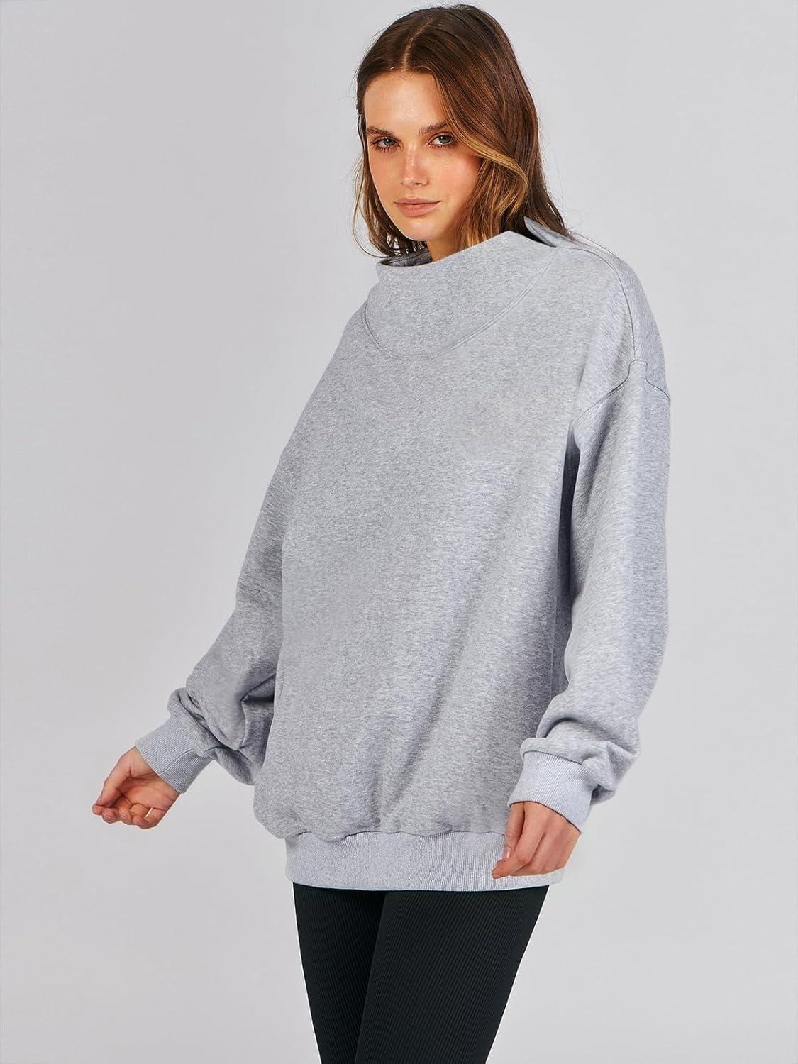 imageANRABESS Womens Oversized Sweatshirts Turtleneck Pullover Long Sleeve Hoodies Tops 2024 Fall Fashion Preppy OutfitsGrey