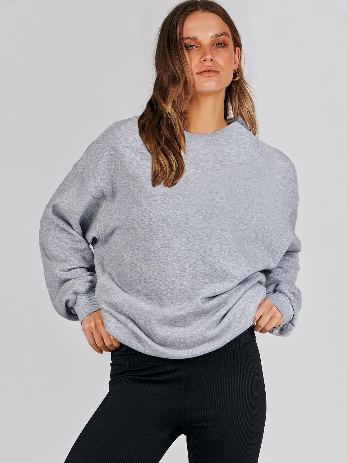 imageANRABESS Womens Oversized Sweatshirts Turtleneck Pullover Long Sleeve Hoodies Tops 2024 Fall Fashion Preppy OutfitsGrey