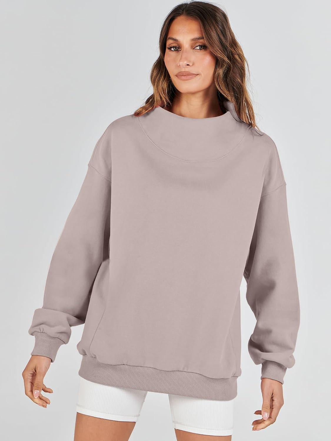 imageANRABESS Womens Oversized Sweatshirts Turtleneck Pullover Long Sleeve Hoodies Tops 2024 Fall Fashion Preppy OutfitsKhaki