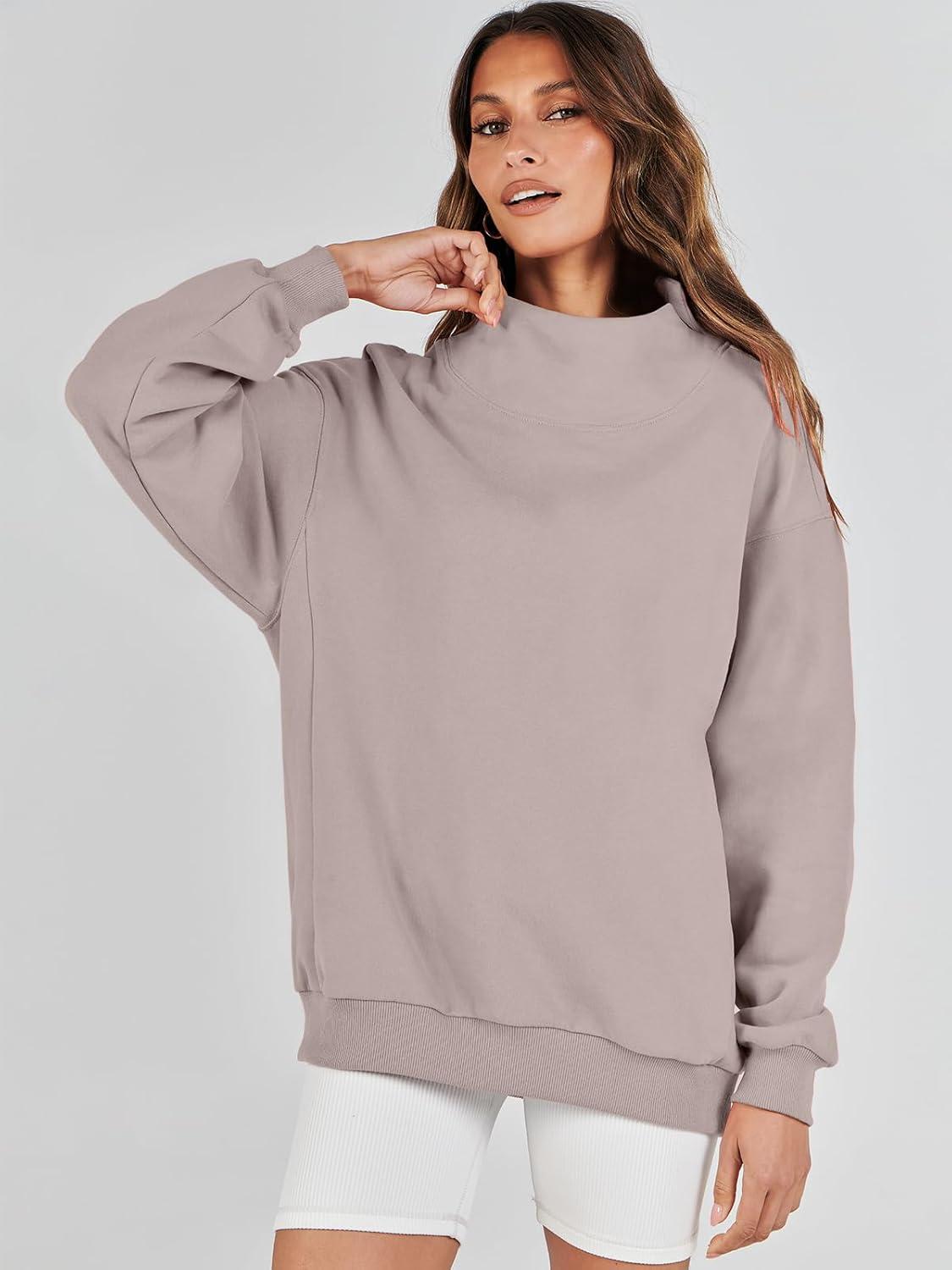 imageANRABESS Womens Oversized Sweatshirts Turtleneck Pullover Long Sleeve Hoodies Tops 2024 Fall Fashion Preppy OutfitsKhaki