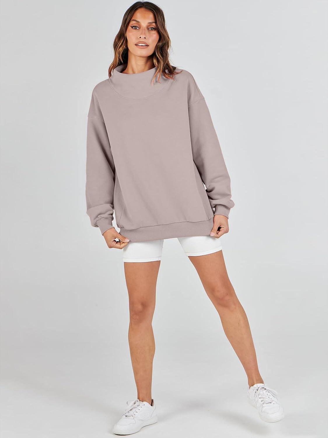 imageANRABESS Womens Oversized Sweatshirts Turtleneck Pullover Long Sleeve Hoodies Tops 2024 Fall Fashion Preppy OutfitsKhaki