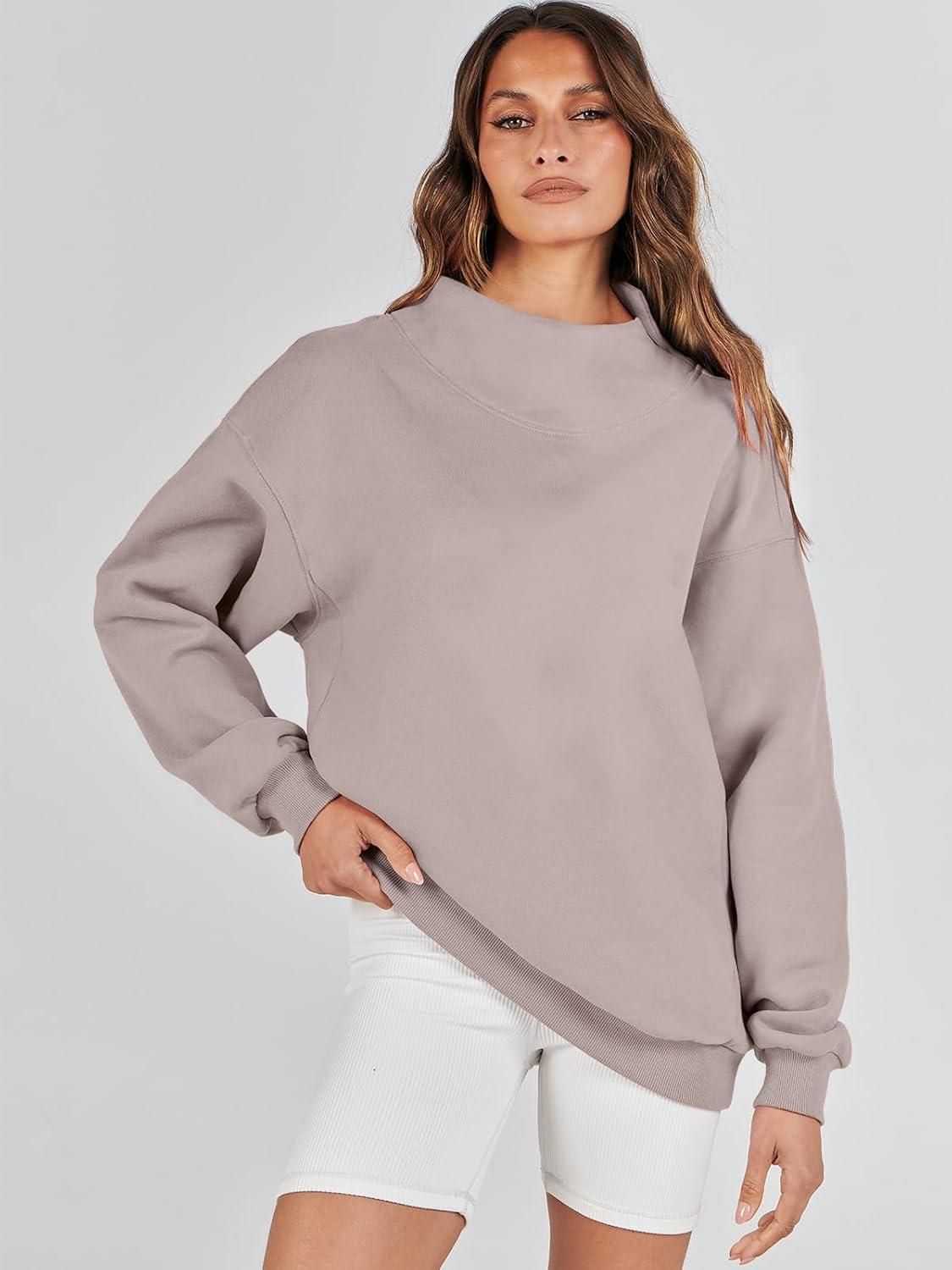 imageANRABESS Womens Oversized Sweatshirts Turtleneck Pullover Long Sleeve Hoodies Tops 2024 Fall Fashion Preppy OutfitsKhaki