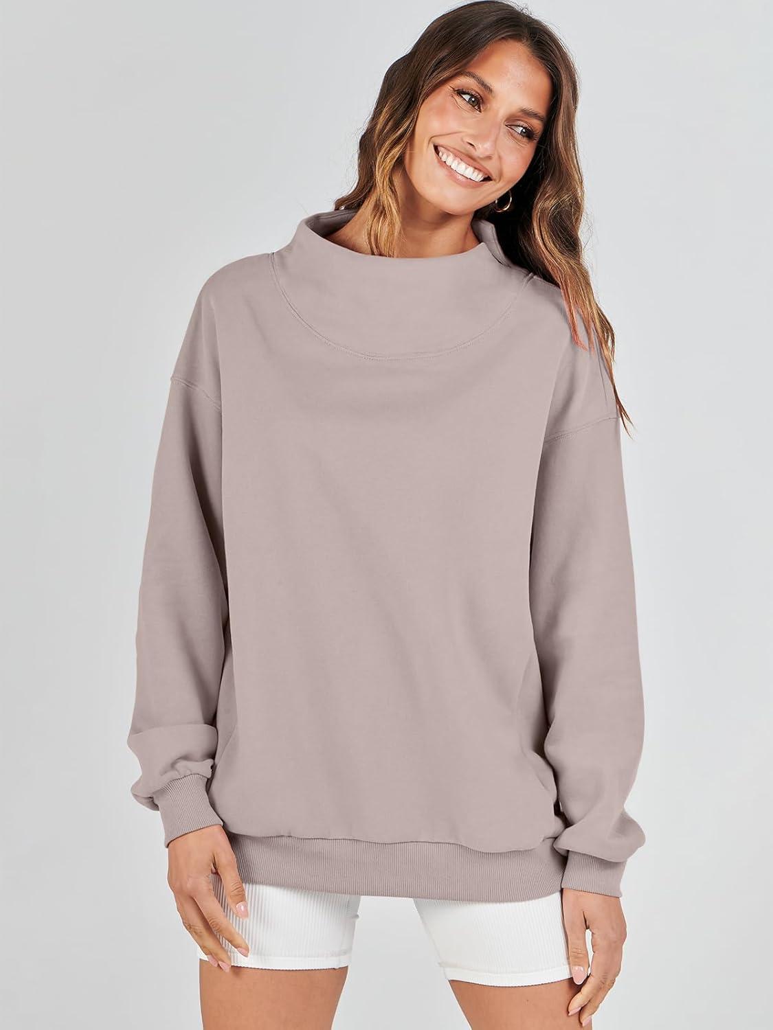 imageANRABESS Womens Oversized Sweatshirts Turtleneck Pullover Long Sleeve Hoodies Tops 2024 Fall Fashion Preppy OutfitsKhaki