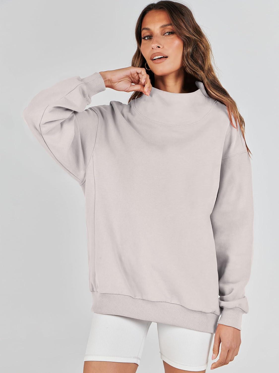 imageANRABESS Womens Oversized Sweatshirts Turtleneck Pullover Long Sleeve Hoodies Tops 2024 Fall Fashion Preppy OutfitsLight Grey