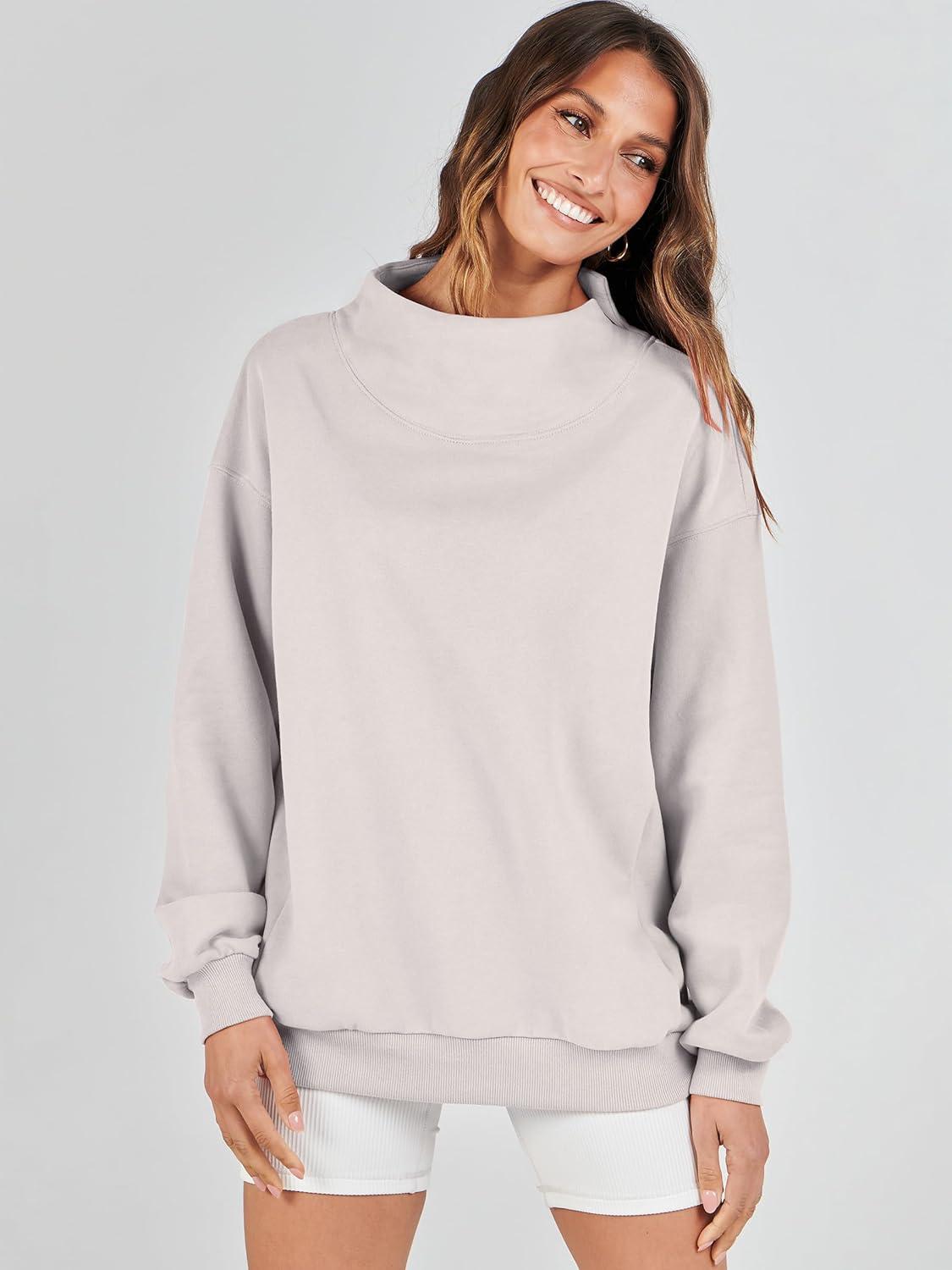imageANRABESS Womens Oversized Sweatshirts Turtleneck Pullover Long Sleeve Hoodies Tops 2024 Fall Fashion Preppy OutfitsLight Grey