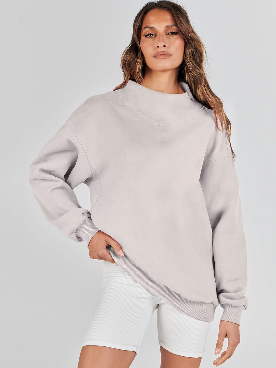 imageANRABESS Womens Oversized Sweatshirts Turtleneck Pullover Long Sleeve Hoodies Tops 2024 Fall Fashion Preppy OutfitsLight Grey