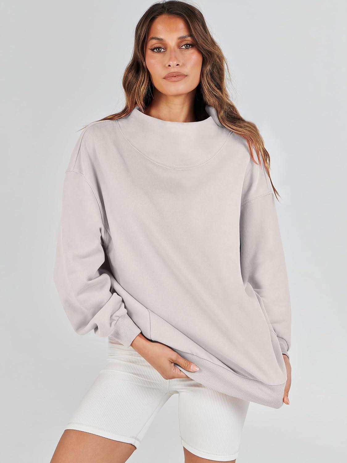 imageANRABESS Womens Oversized Sweatshirts Turtleneck Pullover Long Sleeve Hoodies Tops 2024 Fall Fashion Preppy OutfitsLight Grey