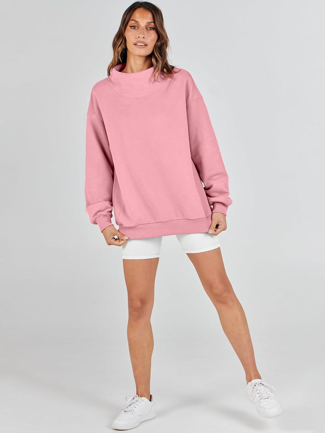imageANRABESS Womens Oversized Sweatshirts Turtleneck Pullover Long Sleeve Hoodies Tops 2024 Fall Fashion Preppy OutfitsLight Pink