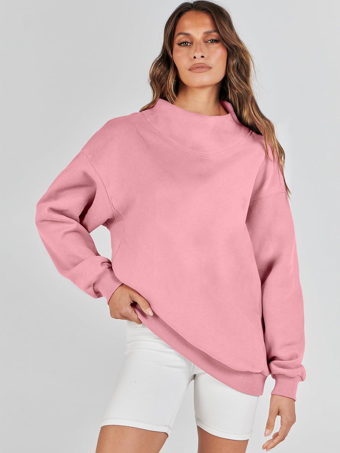 imageANRABESS Womens Oversized Sweatshirts Turtleneck Pullover Long Sleeve Hoodies Tops 2024 Fall Fashion Preppy OutfitsLight Pink