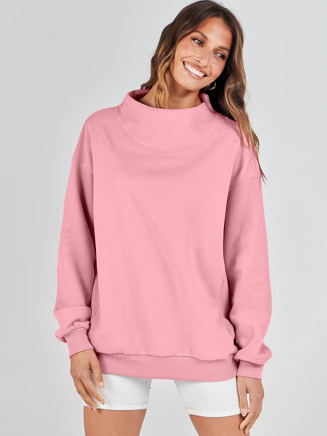 imageANRABESS Womens Oversized Sweatshirts Turtleneck Pullover Long Sleeve Hoodies Tops 2024 Fall Fashion Preppy OutfitsLight Pink