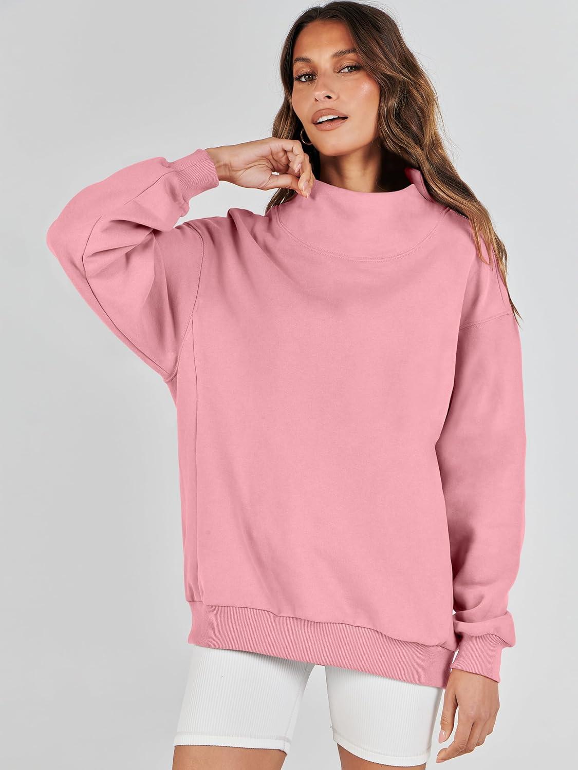 imageANRABESS Womens Oversized Sweatshirts Turtleneck Pullover Long Sleeve Hoodies Tops 2024 Fall Fashion Preppy OutfitsLight Pink