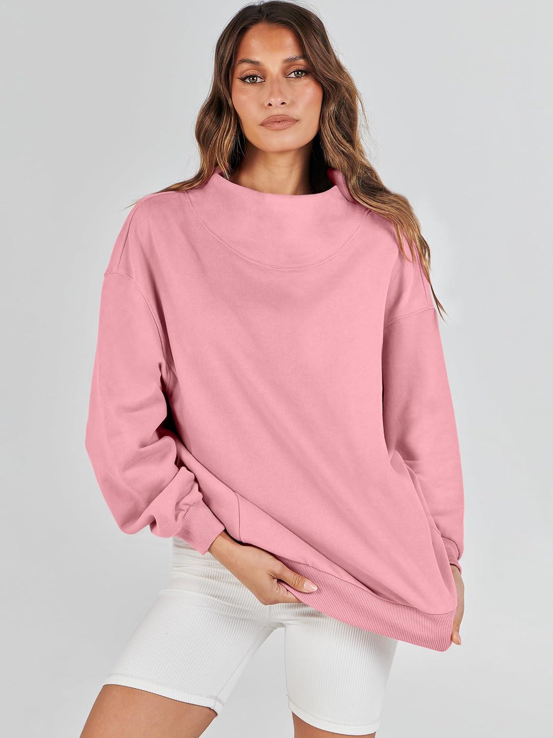 imageANRABESS Womens Oversized Sweatshirts Turtleneck Pullover Long Sleeve Hoodies Tops 2024 Fall Fashion Preppy OutfitsLight Pink