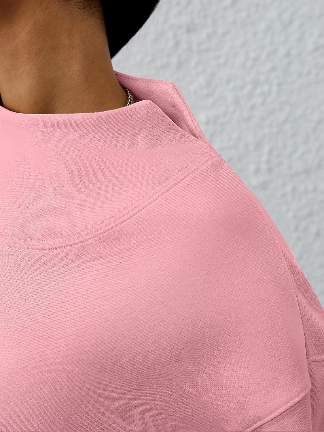imageANRABESS Womens Oversized Sweatshirts Turtleneck Pullover Long Sleeve Hoodies Tops 2024 Fall Fashion Preppy OutfitsLight Pink