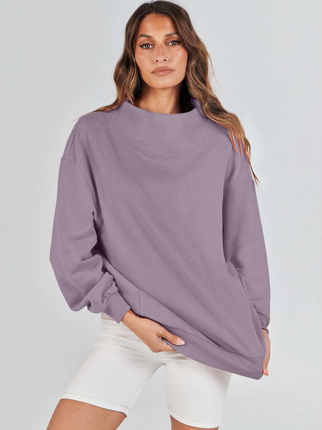 imageANRABESS Womens Oversized Sweatshirts Turtleneck Pullover Long Sleeve Hoodies Tops 2024 Fall Fashion Preppy OutfitsNutmeg